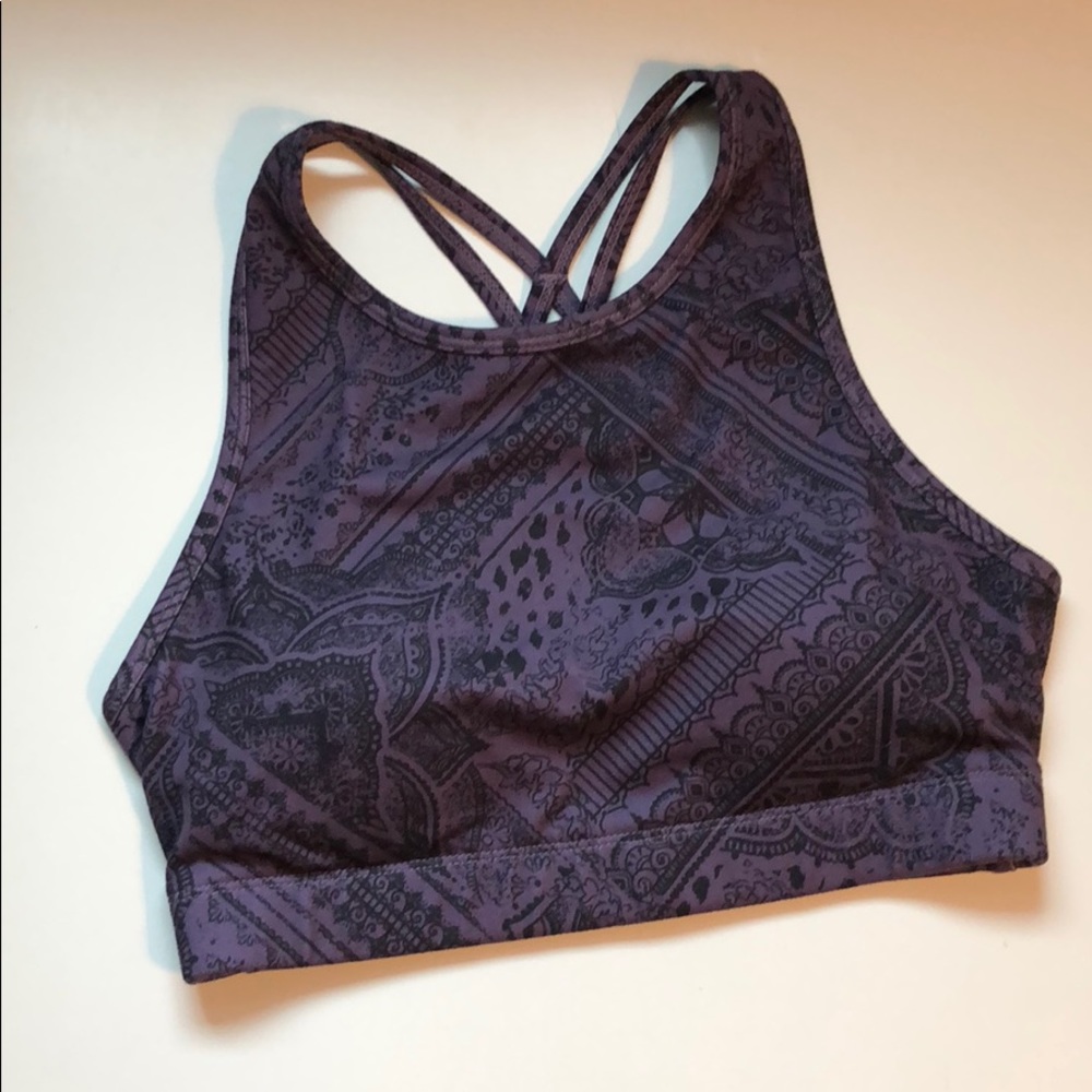 Black/purple stewpot sports bra